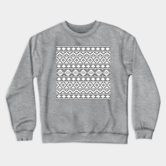 Aztec Essence Pattern White on Gray Crewneck Sweatshirt by NataliePaskell
